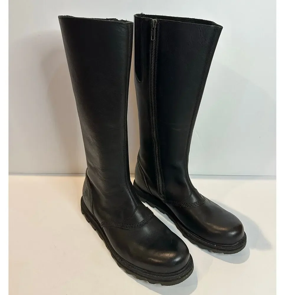 SOREL Scotia Knee High Leather Waterproof Boots Women's 8.5 Black Utility Style